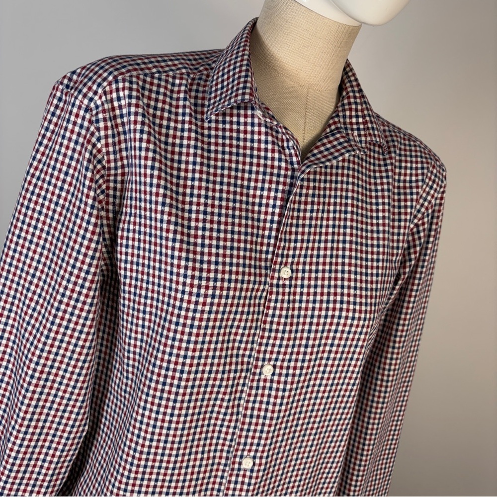 ❤️Ben Sherman Red Blue Gingham Plaid Button Down Shirt S - Picture 4 of 8